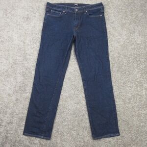 Express Jeans Mens 35x29 (Tag 34x32) Blue Denim Pants Straight Stretch Flex Zip